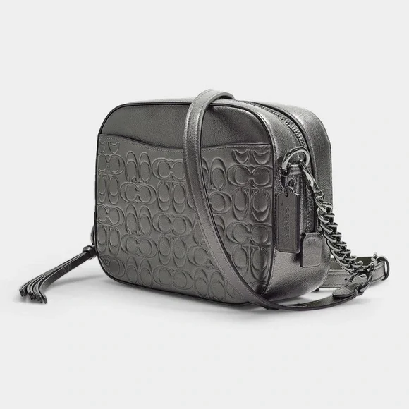 Coach Metallic Signature Embossed Leather Camera Bag - Picture 2 of 15